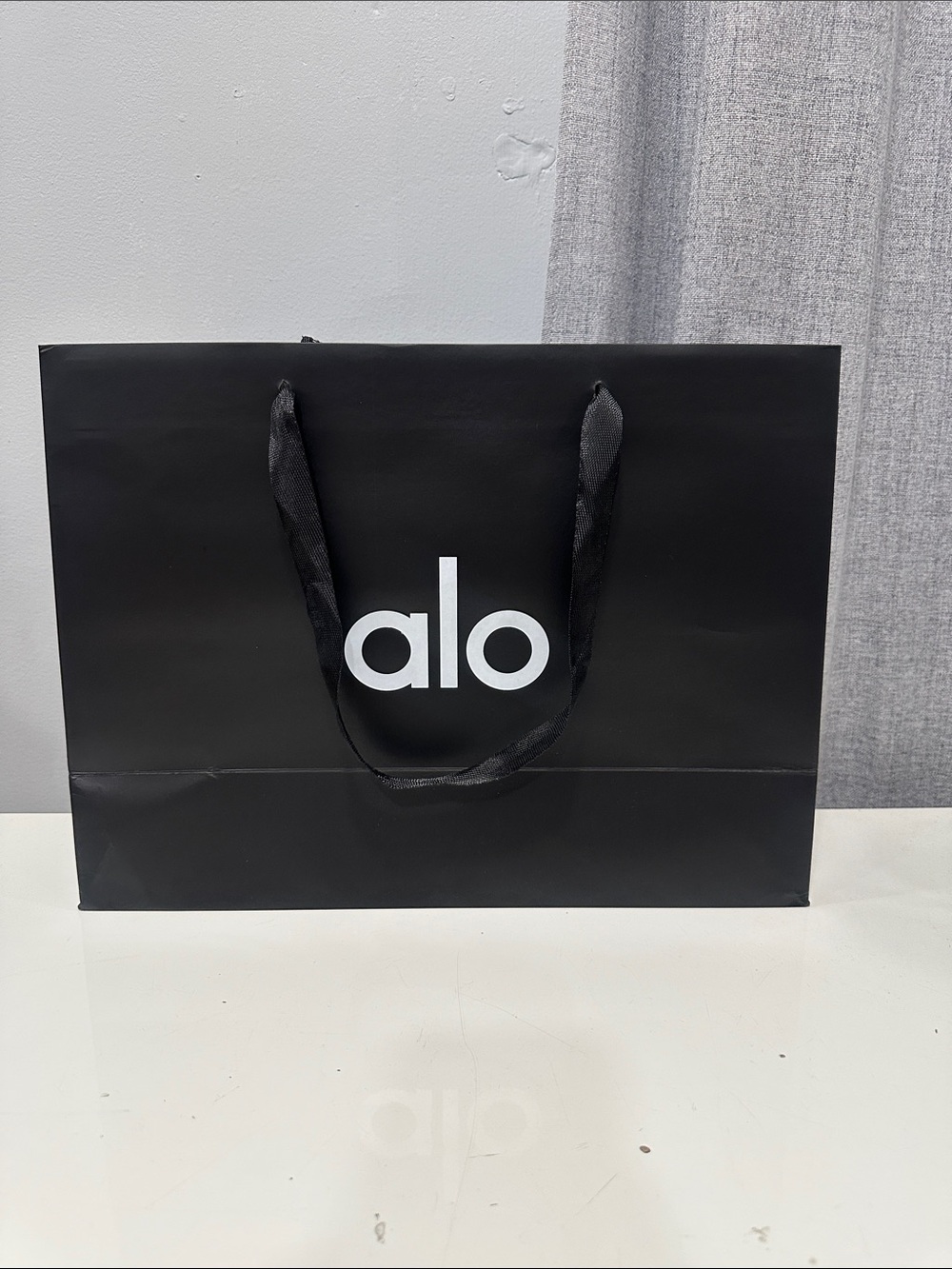 Alo Black Logo Gift Bag with Ribbon Handles